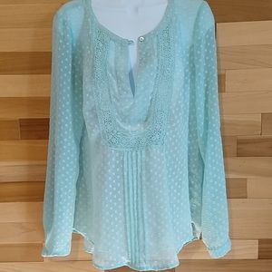 Sheer mint green polkadot tunic